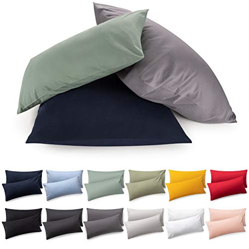 Blumtal Juego de 2 Funda de Almohada 40 x 60 cm - 100% algodón, Funda de Almohada de Jersey Premium Supersuave, Blanco