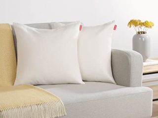 Blumtal Juego de 2 Funda para Cojín de Chenilla - Fundas Decorativas de cojín para sofá con Cremallera Cubierta, Blanco, 40 x 40 cm