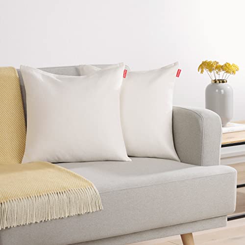 Blumtal Juego de 2 Funda para Cojín de Chenilla - Fundas Decorativas de cojín para sofá con Cremallera Cubierta, Blanco, 40 x 40 cm