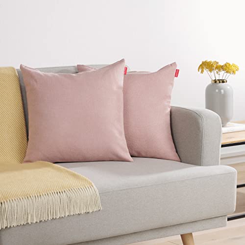 Blumtal Juego de 2 Funda para Cojín de Chenilla - Fundas Decorativas de cojín para sofá con Cremallera Cubierta, Rosa Palo, 55 x 55 cm