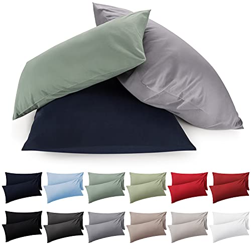Blumtal Juego de 2 Fundas de Cojín - Funda de Almohada de Microfibra Cepillada con Cierre Tipo Cremallera, Blanco, 50x50 cm