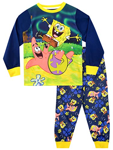 Bob Esponja Pijamas de Manga Larga para niños Sponge Bob Squarepants Azul 10-11 Años