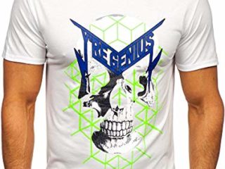 BOLF Hombre Camiseta de Manga Corta T-Shirt Escote Redondo Estampada Crew Neck Camiseta de Algodón Básico Entrenamiento Deporte Print Outdoor Estilo Diario J.Style Y70002 Blanco L [3C3]