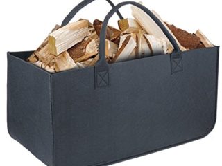 Bolsa de Fieltro, Diealles Chimenea Madera Cesta con Mango para Transportar Madera, Juguetes, Periódicos, Compras, 50 x 25 x 25 cm (Negro)