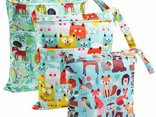 Bolsa de Pañales, BelleStyle 3 Pcs Reutilizable Wetbag, Impermeable Lavable con 2 Cremallera para Mamá de Bebé, Transpirable Organizador de Maquillaje de Colgar, Viajes, Playa, Piscina, Gym (Verde)