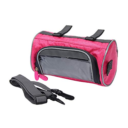 Bolsa para Manillar de Bicicleta, Pantalla Táctil para Bicicleta de Montaña Bolsa Impermeable para Manillar Frontal, Accesorios de Ciclismo Bolsa de para Marco Delantero de Bicicleta (Rose Red)