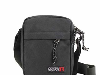 Bolso para Hombre Bolso Bandolera Coronel Tapiocca Casual con Solapa Bolsillos y Cremallera Denim 17.5x22x5.5 cm Negro