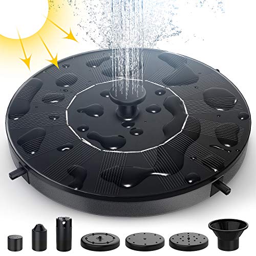 Bomba de Agua Solar, EGNBU 1W Fuente Solar Panel Solar Flotante Fuentes Solares para Jardin con 6 boquillas y Kit de fijación, Utilizado para Fuente, Piscina, jardín, Estanque, decoración de jardín