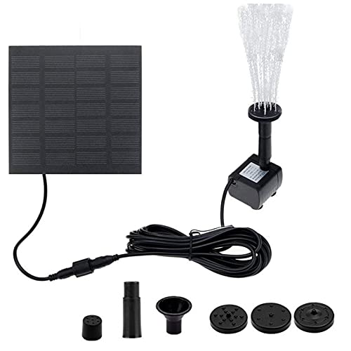 Bomba de fuente solar, bomba de agua flotante con energía solar para jardín con 4 boquillas Kit de panel solar Bomba de agua para estanque, fuente