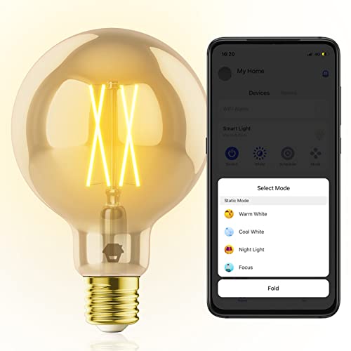 Bombilla Inteligente WiFi E27 Globo Vintage Edison G95G - Bombilla Smart de Bajo Consumo - Se Controla Desde tu Smartphone y es Compatible con Alexa, Google Home, Siri - Potencia 6.5W - Chuango