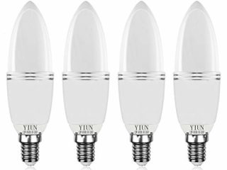 Bombillas de vela LED Yiun E14, Bombillas de candelabro LED 12W Equivalente de 100 vatios, 1200lm, 6000K, Vela decorativa E14, Lámpara LED no regulable, Paquete de 4