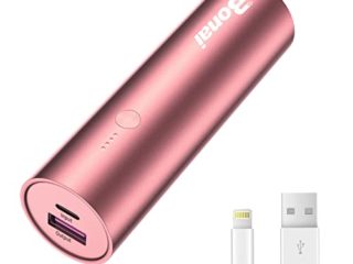BONAI Power Bank Mini 5800mAh Bateria Externa iPhone Carga Rapida Batería Externa para iPhone 7/8/6/6s,Samsung,Xiaomi,Huawei,Tablets y más Dispositivos-Rosa