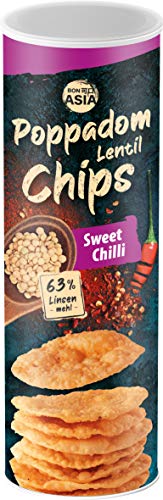 Bonasia Chips Poppadom Sweet Chili, Elaborados con Harina de Lentejas 70 g