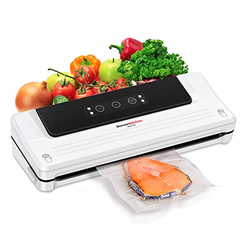 Bonsenkitchen Envasadora al Vacío 4 en 1 para Uso Doméstico y Comercial, Maquina al Vacio de Alimentos Secos y Húmedos, Incluyendo Rollo de Vacio 20 x 300cm y Bolsas 5, VS3750