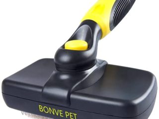 Bonve Pet Cepillo Perros Gatos, Peine para Perros Gatos y Mascotas Remover y Quitar Pelo con Púas de Acero Inoxidable Reduce 95% de Pelo Suelto Cómodo Seguro Durable para Desenredar a Mascotas