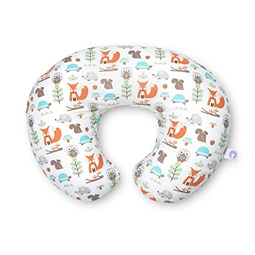 Boppy Cojin de Lactancia para Bebés de 0+ Meses, Forma Ergonómica e Indeformable, Miracle Middle, Almohada y Nido Bebé para la Lactancia Materna o con Biberón - Blanco Bosque (Modern Wood)