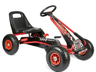 Bopster- Coche De Pedales Go-Kart con Ruedas Hinchables 5-8 años- Rojo/Negro