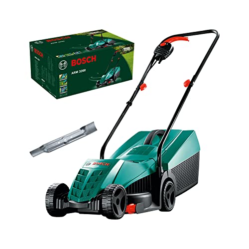 Bosch cortacésped eléctrico ARM 3200 (1200 W, ancho de corte: 32 cm, incluye cuchilla adicional, en caja), Amazon Edition
