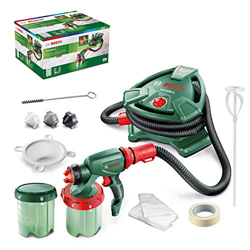 Bosch Home and Garden PFS 5000 E sistema de Pulverización de pintura, 1200 W, 2x depósitos de pintura de 1000 ml, boquillas para pinturas murales, lacas de colores y lacas incoloras - Amazon Edición