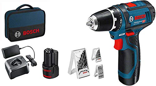 Bosch Professional 12V System Atornillador GSR 12V-15 (incl. 2x2.0 batería + cargador, 39 pcs. juego de accesorios, en bolsa), Color Azul, Tamaño estándar - Amazon Exclusive Set
