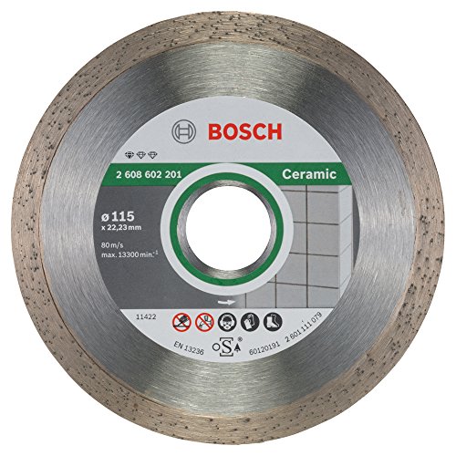 Bosch Professional 2 608 602 201 - Disco tronzador de diamante Standard for Ceramic - 115 x 22,23 x 1,6 x 7 mm (pack de 1), Silver/Grey