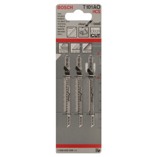 Bosch Professional 2 608 630 559 Bosch 559-Hoja de Sierra de calar T 101 AO-Clean for Wood (Pack de 3)