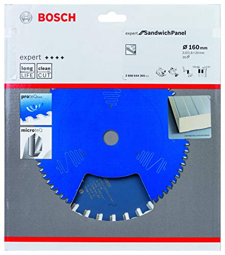 Bosch Professional 2608644365 Expert for Sandwich Panel-Hoja de Sierra Circular (160 x 20 x 2 mm, 30 Dientes), 0 W, 0 V, Color:, Ø 160 mm