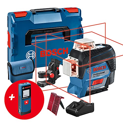 Bosch Professional nivel láser GLL 3-80 C + medidor de distancias GLM 20 (1 batería de 12 V, láser rojo, con función de aplicación, alcance: hasta 30 m, en L-BOXX) – Amazon Exclusive Set