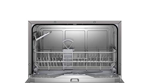 Bosch SKS51E38EU - Lavavajillas Compact Serie 2 – Soporte libre, 55 cm, 6 cubiertos – 5 programas – Motor EcoSilence Drive – Acero inoxidable