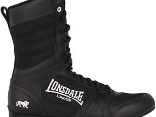 Botas de boxeo para mujer Lonsdale, calzado deportivo de cordones de corte medio, color Negro, talla 5 UK