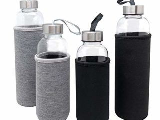 Botella de Cristal Nerthus Bottles con Funda de Neopreno Color Negro y 600 ml