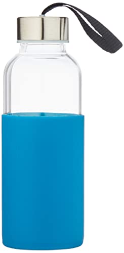 Botella de Cristal Nerthus Bottles con Funda de Silicona Color Azul y 400 ml