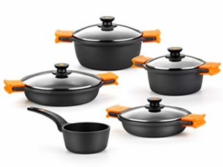 BRA Efficient - Batería 5 piezas, de aluminio fundido con antiadherente, apta para todo tipo de cocinas incluso inducción [Amazon Exclusive]