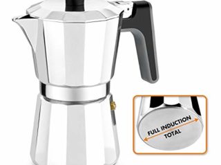 BRA Perfecta – Cafetera Italiana Inducción, Aluminio, capacidad 9 tazas, color plata, 19x11x22