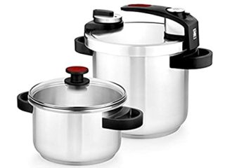 BRA Tekna Set de Ollas a Presión Rápida, Acero Inoxidable, Gris, 24 cm, 7+4 litros