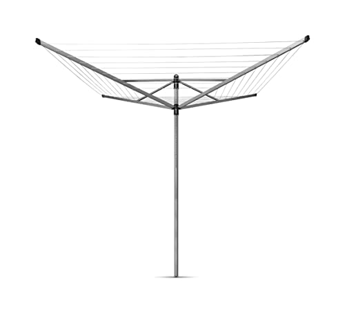 Brabantia Lift-O-Matic Tendedero de Jardín con Soporte y Funda, Acero Inoxidable, Gris metalizado, 50 m de cuerda