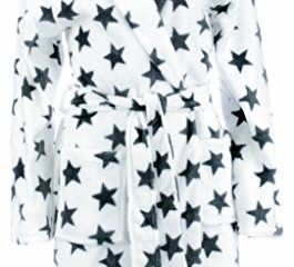 Brandsseller Albornoz para Mujer - Bata con Estrellas - Color: Blanco/Gris - tamaño: S/M
