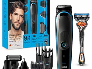 Braun 9 En 1 Recortadora todo en uno MGK5080, Máquina recortadora barba, cortapelos, recortador de vello de nariz y orejas, para detalles, afeitadora corporal