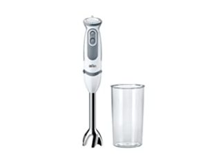 Braun Minipimer 5200 - Batidora de Mano, 1000 W, 21 Velocidades y Función Turbo, Campana Anti-salpicaduras, Powerbell Plus, Easy-Click, Incluye Vaso Medidor de 600 ml, Color Blanco