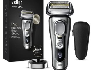 Braun Series 9 Pro 9417s Afeitadora Eléctrica Hombre, Cabezal 4+1 con Recortadora ProLift, Afeitadora Eléctrica con Batería de 60 Minutos, Uso en Seco y en Mojado con Barba de 1, 3 y 7 días, Plateado