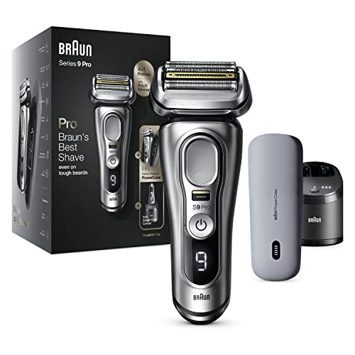 Braun Series 9 Pro Afeitadora Eléctrica Hombre, Máquina de Afeitar Barba con Recortadora ProLift y Cabezal 4en1, Centro de Limpieza y Carga 5en1, Powercase, Recargable, Inalámbrica, 9477 CC, Negro