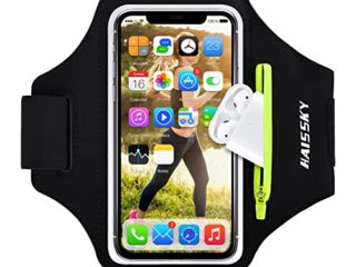 Brazalete Deportivo para Corre con Airpods Holder,HAISSKY Brazalete Móvil Deportivo para iPhone 11 Pro MAX/iPhone 11 Pro/iPhone XS MAX/iPhone XR/ 8 Plus/8 Galaxy S9/S8 Plus,Huawei P20 hasta 6.8"