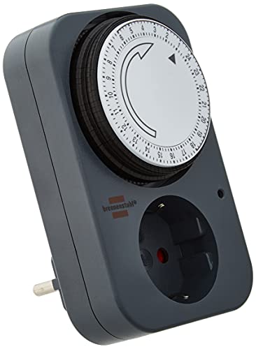 Brennenstuhl Temporizador MZ 20 / Enchufe programable de 24 Horas (Temporizador mécanico Diario, Enchufe con protección de Contacto) Gris