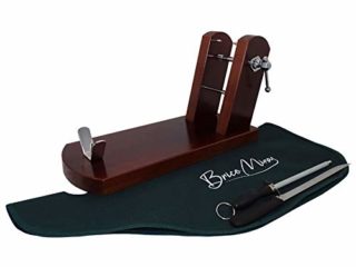 BRICOMIRAS JAMONERO Modelo Rioja Home Color Nogal, Regalo Cuchillo JAMONERO + CHAIRA + CUBREJAMÓN, Soporte JAMONERA Ideal Uso Profesional Y DOMÉSTICO (Nogal, Cubrejamón Verde)