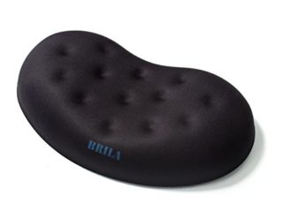 BRILA Almohadilla de apoyo para ratón y reposamuñecas, para ordenador, portátil, oficina, juegos de PC, gel de espuma de memoria con diseño ergonómico de agujeros de masaj