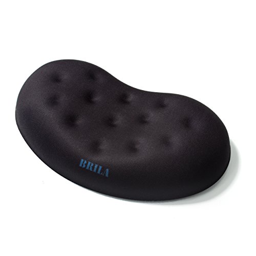 BRILA Almohadilla de apoyo para ratón y reposamuñecas, para ordenador, portátil, oficina, juegos de PC, gel de espuma de memoria con diseño ergonómico de agujeros de masaj