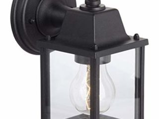 Brilliant 96186/06 Irvin - Lámpara de pared para exteriores (metal y cristal, 1 bombilla E27, 60 W), color negro