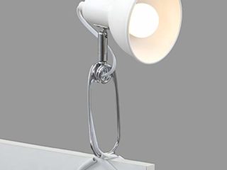 Briloner Leuchten Pinza, lámpara de Clip, 1x E14, máx. 8 vatios, Incluido el Interruptor de Cable, el Cabezal se Puede Girar, Metal, 305x110x130 mm, Blanco Y Cromo (2790-016)