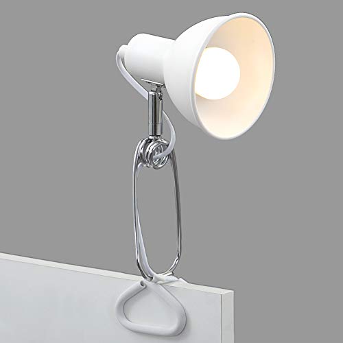 Briloner Leuchten Pinza, lámpara de Clip, 1x E14, máx. 8 vatios, Incluido el Interruptor de Cable, el Cabezal se Puede Girar, Metal, 305x110x130 mm, Blanco Y Cromo (2790-016)