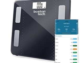 Báscula de Baño Digital Grasa Corporal, Balanza Bluetooth Inteligente con App, 13 Mediciones de Peso, Análisis Corporal. Compatible Andriod y iOS. Máx.180kg. DIETA GRATIS PARA BAJAR DE PESO (Negro)